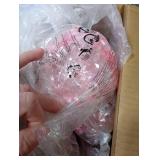 Plug-in 5 Lights Pink Crystal Hanging Pendant Light Acrylic Chandelier with Clear Cord & On/Off Switch H19 D19.7 for Kitchen Island Girls