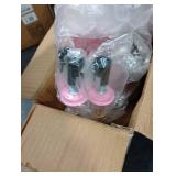 Plug-in 5 Lights Pink Crystal Hanging Pendant Light Acrylic Chandelier with Clear Cord & On/Off Switch H19 D19.7 for Kitchen Island Girls