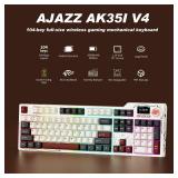 Ajazz AK35I V4 Customizable Wireless Gaming Mechanical Keyboard, Wired/Wireless 2.4G/BT, Gasket Structure, 10000mAh Battery, Full-Color RGB, 1.14-inch Color Screen, Knob, Multi-Function Keys.