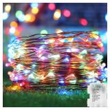 echosari 2 Pack Fairy Lights Battery Operated 200 LED 66Ft Silver Wire Starry Colored String Lights Auto Timer 8 Modes Waterproof Mini Christmas Fairy Lights for Bedroom Wedding Decor (Multicolor)