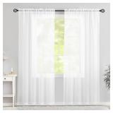 Karseteli Semi Voile White Sheer Curtains 72 Inches Long 2 Panels Rod Pocket Window Treatment for Living Room Bedroom Dining Room(White 54 W x 72 L)