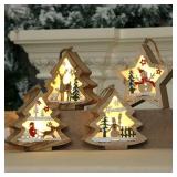 2pk Ceresa Inc Christmas Ornament - Hanging Ornament with Light - Santa Claus Wooden Pendant - Thanksgiving, Birthday, Housewarming, Baby Shower, New Year, Wedding, Christmas Decor