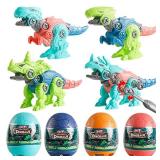 BEIGUO 4 Pack Jumbo Dinosaur Eggs with Take Apart Dinosaur Toys Building Toys for Kids Boys Girls Easter Basket Stuffers Gifts