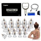 Cupluw Cupping Set, 24 Cups Cupping Kit for Massage Therapy, Chinese Cupping Therapy Set with Magnetics, Professional Vacuum Cupping Set for Cellulite Reduction Muscle Pain Relief with Manual Pump