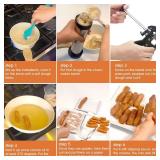 Churro Maker Machine, 21-Piece Stainless Steel Churro Gun Kit, Churros Maker Gun, Cookie Press Set, Hollow Churro, Spritz Cookie Press Gun with Piping Bag, Filler, 6 Tips, 9 Discs, 2 Brushes
