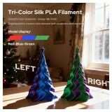 PLA Filament 1.75mm, Tri-Colors Gradient Rainbow Silk PLA Filament ±0.02mm - Metal 3D Printer Filament for Ender 3 V2, 3D Printer, Lithophane,1KG Spool(2.2lbs), Red/Blue/Green