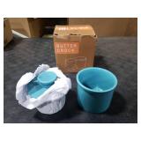 Husfunov Butter Crock with Water Line for Countertop, French Butter Dish with Lid, Ceramic Butter Keeper for Fresh Spreadable Butter, Butter Container Holder for Kitchen and Home Decor, Turquoise