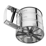 Flour Sifter 3 Cup for Baking, Crank Sifter with Professional Fine Mesh Baking Sifter Flour, One Hand Press Stainless Steel Flower Sifter, Excellent Flour Sieve Baker Dusting for Quick Sifting Omesata