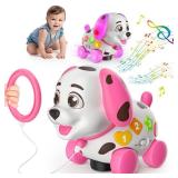 3-in-1 Musical Puppy Toys for 1 Year Old Girl Gift, Educational Baby Toy 6-12-18 Month, 1st Birthday Gift for 1 Year Old Girl Boy, First Bilingual Present for 7 8 9 10 Month Infant (Pink)