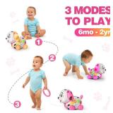 3-in-1 Musical Puppy Toys for 1 Year Old Girl Gift, Educational Baby Toy 6-12-18 Month, 1st Birthday Gift for 1 Year Old Girl Boy, First Bilingual Present for 7 8 9 10 Month Infant (Pink)