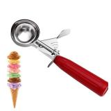 TOP KITCHEN Commercial-Grade Ice Cream Scooper 1.33 oz, 18/8 Stainless Steel Cookie Scoop with Plastic Handle, Portion Control Disher Scoop for Bakeries, Restaurants & Dessert Shops, #24, Red. ONE SCO