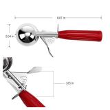 TOP KITCHEN Commercial-Grade Ice Cream Scooper 1.33 oz, 18/8 Stainless Steel Cookie Scoop with Plastic Handle, Portion Control Disher Scoop for Bakeries, Restaurants & Dessert Shops, #24, Red. ONE SCO