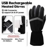 Rabbitroom Women Heated Gloves Winter Waterproof Touchscreen Electric Hand Warmers Rechargeable Insulated Ski USB Men Gloves Perfect for Freezer Work Cycling Walking Running Outdoor Activities(M Size)