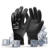 Waterproof Gloves for Men and Women, Freezer Gloves with Grip, Double Nitrile Dipped for Extreme Oil Repellent, for Construction, Mechanics, Mining, Plumbing, Black, Large