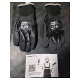 Waterproof Gloves for Men and Women, Freezer Gloves with Grip, Double Nitrile Dipped for Extreme Oil Repellent, for Construction, Mechanics, Mining, Plumbing, Black, Large