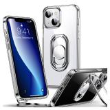 Shields Up for iPhone 14 Plus Case with Stand, Phone Case Clear with Double Ring Holder [Adjustable & Foldable] Shockproof Protective Cover for iPhone 14 Plus 6.7 inch - Clear