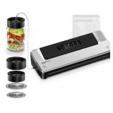 Bonsenkitchen Vacuum Sealer Machine with Mason Jar Sealer Kit | Compact Food Sealer for Kitchen Storage & Meal Prep | Multiple Modes | External Vacuum System & 40 Vacuum Bags, Silver