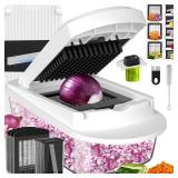 8 Blade All-in-1 Vegetable Chopper Mandoline Slicer with Container, Food Chopper, Onion Chopper, Veggie Cutter for Salad, Kitchen Gadgets Accessories Essentials, White