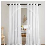 NICETOWN White Sheer Curtains 84 inches Long - Home Decoration Grommet Airy & Lightweight Elegant Window Treatments with Light Filtering for Bedroom/Living Room (2 Panels, W54 x L84)