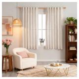 MYSKY HOME Natural Linen Sheer Curtains 63 Inch Length for Bedroom, Window Curtain Panels Light Filtering Privacy Drapes Set, Boho Farmhouse Style Texture Soft Touch, 50 x 63, Linen, 2 Panels