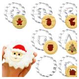 Teenyyou 7 Pcs 4 Inches Large Christmas Linzer Cookie Cutters, Stainless Steel Cookie Cutters Set, Twice The Size, Hollow Linzer Mold(Snowman, Santa Claus, Tree, Reindeer, Gingerbread Man, Cottage)