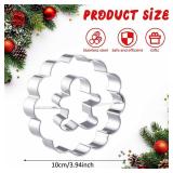 Teenyyou 7 Pcs 4 Inches Large Christmas Linzer Cookie Cutters, Stainless Steel Cookie Cutters Set, Twice The Size, Hollow Linzer Mold(Snowman, Santa Claus, Tree, Reindeer, Gingerbread Man, Cottage)