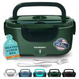 TRAVELISIMO Electric Lunch Box for Adults 100W Heated Lunch Box For Men 1.5L Stainless Steel Portable Food Warmer, 12/24/110V Electric Food Warmers for Travel & Work Loncheras Para Hombres de Trabajo