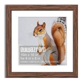 euwazram Rustic Walnut 10x10 Frame - Single Frame, 10 x 10 Poster Frame with Mat for 8x8, Picture Frames for Artwork, Puzzles, Photos and Movie Posters