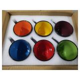 Qipecedm 6 Pack Porcelain Coffee Mugs Set, 12 Ounces Ceramic Coffee Mugs, Matte Black Coffee Mug, Restaurant Cups for Coffee, Tea, Cappuccino, Cocoa, Cereal, Black outside and Colorful inside