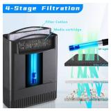 Turtle Tank Filter w/ U-V Light for Large 40-150 Gal Tank 4-Stage Flow Adjustable Low Water Level Internal Deodorization Green Clean Machine Killing Cloudy Saltwater Freshwater Aquarium Crystal Clear