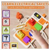 Aprilwolf 9 PCS Sensory Plug Outlet for Toddlers 2-3, Power Strip Montessori Toys for 18+ Months, Busy Board with Light & Sounds, Airplane Car Travel Toys Gift for Baby