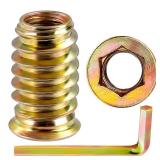 MewuDecor 5/16-18 Threaded Inserts for Wood Nutsert Furniture Screw-in Nut 25mm Length Hex Drive