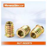 MewuDecor 5/16-18 Threaded Inserts for Wood Nutsert Furniture Screw-in Nut 25mm Length Hex Drive