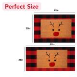 Christmas Rugs Red and Black Plaid, 28 x 43 Area Rug Outdoor Indoor Front Porch Doormat Cotton Hand-Woven Layered Door Mats for Entryway Patio Entryway Laundry Bedroom Living Room