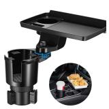 This Hill Cup Holder Tray for Car, 2 in 1 Detachable Car Food Table Tray with Solid Base & Phone Slot,Car Cup Holder Expander with 360°Rotation Tray for Travel Road Essentials