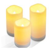 NURADA Large Outdoor Solar Powered Candles - Flameless Pillar Waterproof Rechargeable Candle Set, White Resin, LED Light,Rechargeable Solar Battery Included, for Patio Decor, 3.25x45 6