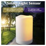 NURADA Large Outdoor Solar Powered Candles - Flameless Pillar Waterproof Rechargeable Candle Set, White Resin, LED Light,Rechargeable Solar Battery Included, for Patio Decor, 3.25x45 6