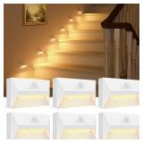 VOLISUN Motion Sensor Stair Light Rechargeable 4 Pack, Night Lights 3 Modes & 3 Color Temperatures, Magnetic Rechargeable Stick-On Lights for Stairs, Hallway, Cabinet(White)