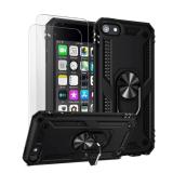 ULAK Compatible with iPod Touch 7/6/5 Case with 2 HD Screen Protectors, Hybrid Rugged Shockproof Cover with Built-in Kickstand for iPod Touch 7th/6th/5th Generation (Black)