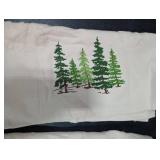 2 Pack Christmas tree Hand Towels 100% Cotton Jacquard snowflake Embroidered Pine Trees holiday Kitchen dish Towels Retro Neutral Beige Bathroom Towels Set gift Seasonal Xmas Winter Bathroom Decor