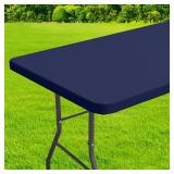 homing Rectangle Table Cloth Cover, Waterproof Polyester Elastic Fitted Tablecloth, Fits for 6 Foot Folding Tables, Washable Table Protector for Picnic, Camping, Outdoor (Navy Blue, 30 x 72)