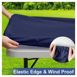 homing Rectangle Table Cloth Cover, Waterproof Polyester Elastic Fitted Tablecloth, Fits for 6 Foot Folding Tables, Washable Table Protector for Picnic, Camping, Outdoor (Navy Blue, 30 x 72)