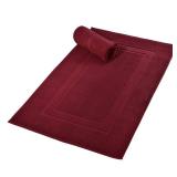 GLAMBURG Premium Cotton 20x32 inch 2-Pack Bath Mats - 100% Ringspun Cotton - Luxury Hotel & Spa Quality - 800 GSM - Durable Soft Highly Absorbent - Machine Washable - Burgundy