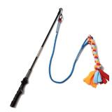Interactive Flirt Pole Toy for Dogs Chase and Tug of War,Durable Teaser Wand with Pet Fleece Rope Tether Lure Toy to Outdoor Exercise & Training for Small Medium Large Dogs (Blue/Red, POLE-35 inches)
