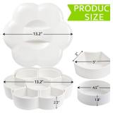 LOSYHU Divided Serving Dishes with Lid, Melamine Appetizer Tray with 7 Removable Compartment, Divided Serving Platter for Chips and Dip, Nuts and Snacks, White