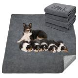 LOOBANI 2 Packs Extra Large Reusable Dog Mat for Floor, Non-Slip Washable Pee Pad for Dogs, Fast Absorbent Pet Whelping Pads, Puppy Playpen Mat for Incontinence, Housebreak, Crate, 48x48in, Gray