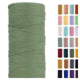 MAOQIAN Avocado Green Macrame Cord 2mm x 220Yards,Colored Cotton Rope Colorful Cotton Cord Soft Craft Cord Twine for Wall Hanging Plant Hangers Crafts Decorative Projects