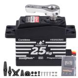 HobbyPark Waterproof RC Servo 25KG High Torque Metal Gear Digital Servo for 1/12 1/10 RC Car Truck Buggy Programmable 2BB Control Angle 180° HV (Coreless Motor)