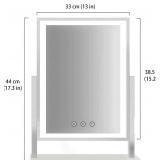 HIEEY Lighted Makeup Mirror, Hollywood Vanity Mirror with Lights, Three Color Lighting Modes, and 5X Magnification Mirror, Smart Touch Control, 360°Rotation (17.3in,White,Gift Box)