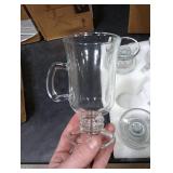 ZENFUN Set of 6 Irish Coffee Mugs, 8 Oz Glass Footed Espresso Cups with Handles, Clear Goblet Mugs Glasses for Coffee, Latte, Cappuccino, Smoothie, Hot&Cold Beverage